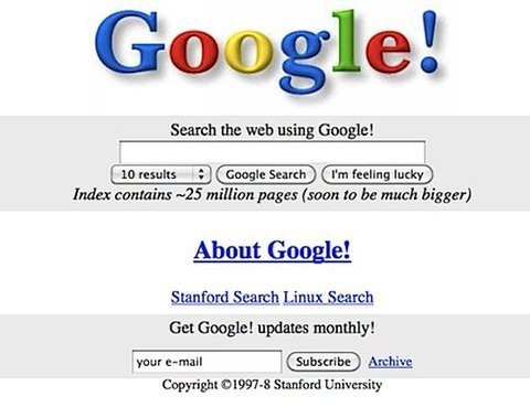 Giao diện những ngày đầu của Google