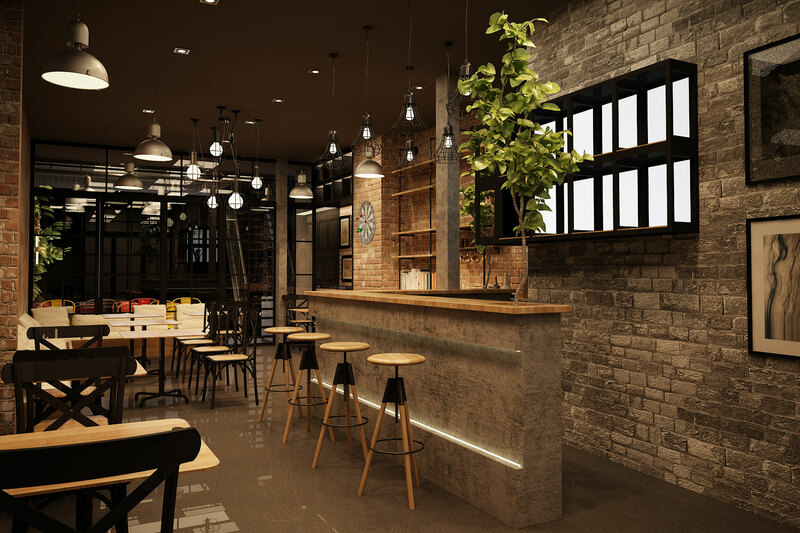 Thiết kế nội thất quán cafe theo phong cách Industrial